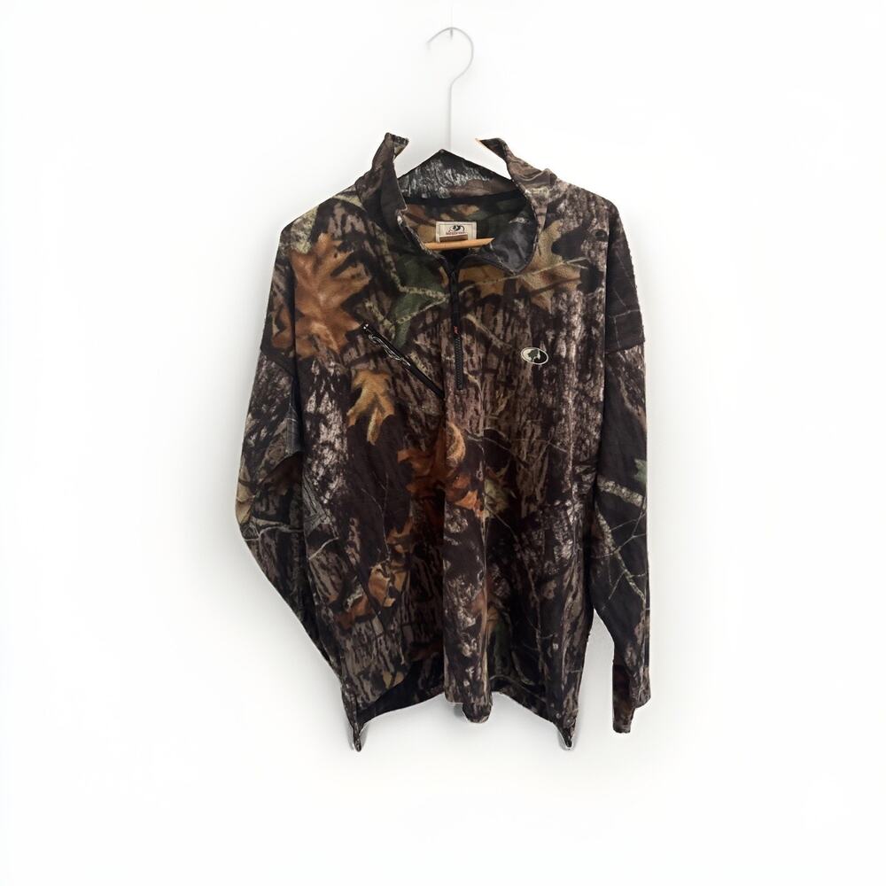 APX Mossy Oak Camouflage Fleece 1/4 Zip 2XL Pullover Mens Camo Vented Armpits
